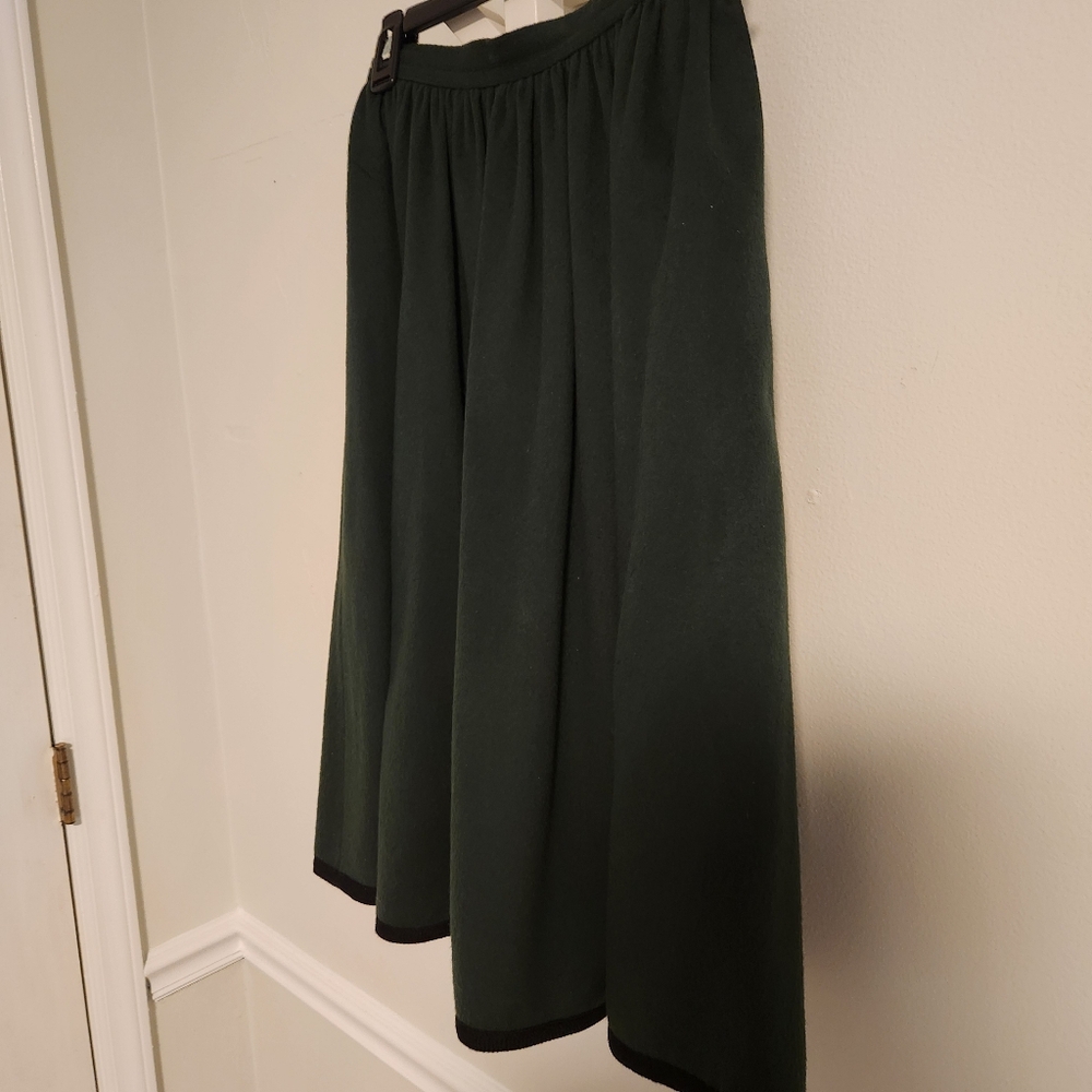 YSL Saint Laurent Rive Gauche Vintage Wool Midi Skirt Green France Sz 38 1970s - Picture 5 of 9
